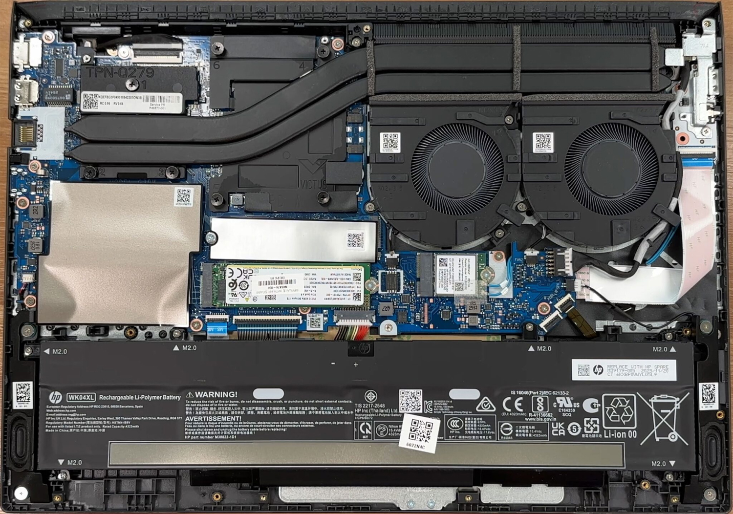 Internal Photo of HP Victus 16-D 16-E 16T-D 16-R 15-FA 15T-FA 15-FB 15Z-FB US keyboard white (HP 15-fb)
